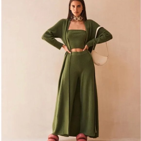 cult gaia Pants - Make an offer! Cult Gaia Knit Tube Top + Pants Set in Green Tea